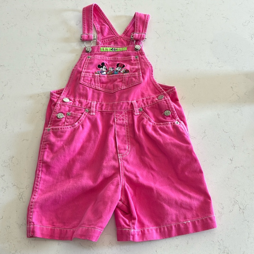Vintage Kids Mickey and Minnie Mouse overall shorts Rare size 6x